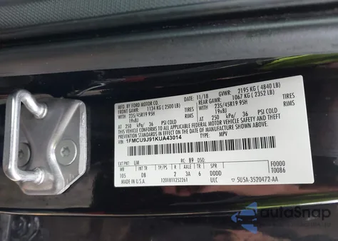 2019 Ford Escape Titanium from USA, damaged, VIN 1FMCU9J91KUA43014